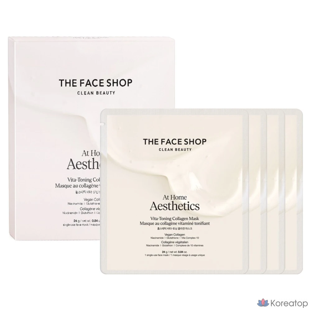 Коллагеновая тонизирующая маска для лица The Face Shop Home Aesthetic Vita, 4 шт., 1 упаковка