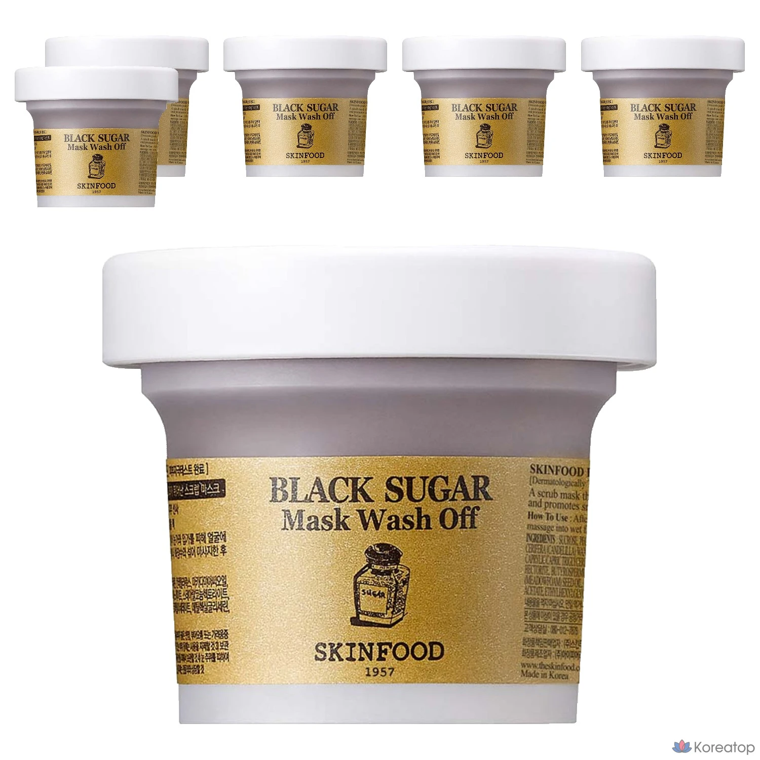 Пилинг-маска Skinfood Black Sugar Mask Wash Off, 6 шт.