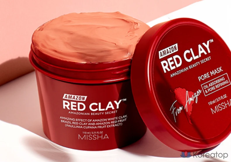 Маска для сужения пор Missha Amazon Red Clay, 110 мл, 1 упаковка, 6 упаковок, фото 3