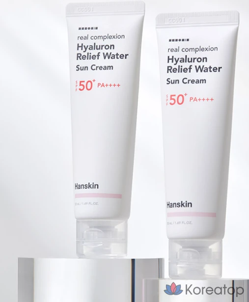 Солнцезащитный крем HANSKIN Real Complexion Hyaluronic Relief Water Sunscreen SPF50+ PA++++, 50 мл, 1 шт.