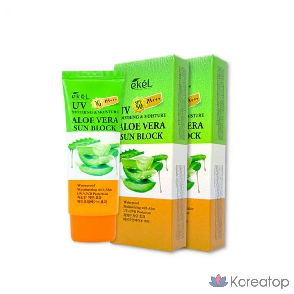 Ekel Soothing & Moisture Aloe Vera Sunblock (70 мл) Солнцезащитный крем с УФ-защитой SPF50+ PA+++
