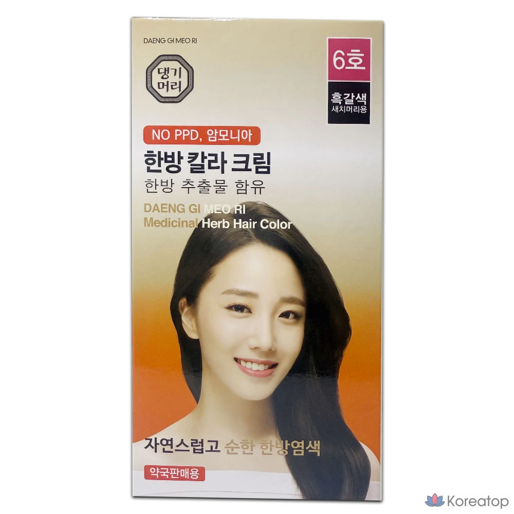 Краска для волос Danggi Meori Oriental Medicine Color Cream № 4, № 5, № 6, № 7, цвет восточной медицины (№ 6) черный/коричневый, 1 шт., фото 4