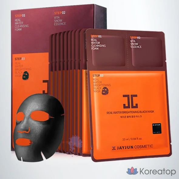 Набор из 10 листов маски для лица Jayjun Black Water Glow Mask, 3 шага.