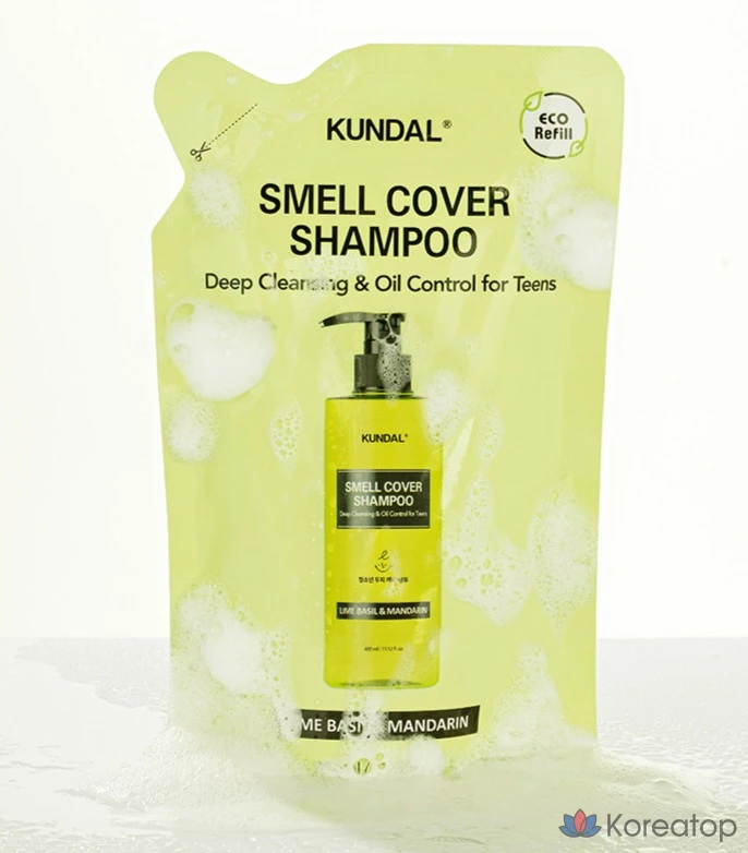 Сменный блок шампуня для кожи головы Kundal All Day Smell Cover Youth Scalp с ароматом тропического манго, 1 шт., 380 мл., фото 4