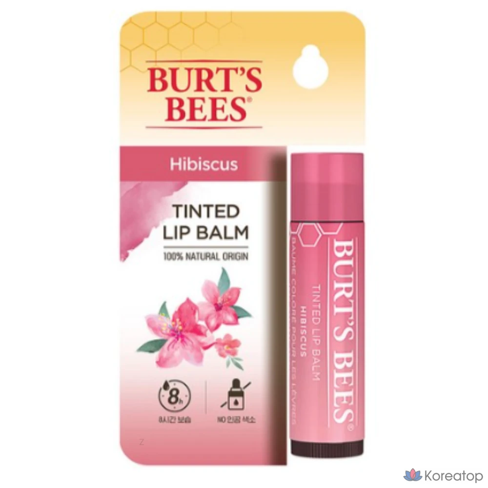 Тонированный бальзам для губ Burt's Bees, 4.25 г, цвет гибискус (розовый), 1 шт.