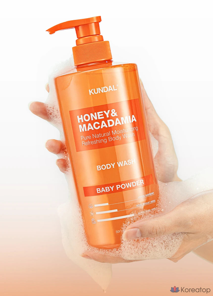 Гель для душа Kundal Pure с ароматом детской присыпки, 1,058 л, 1 шт., фото 2