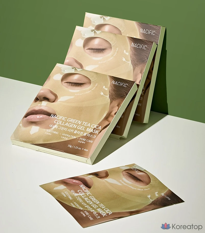 Гелевая маска NACIFIC с зеленым чаем, центеллой азиатской и коллагеном, 6 штук, 1 упаковка, фото 2