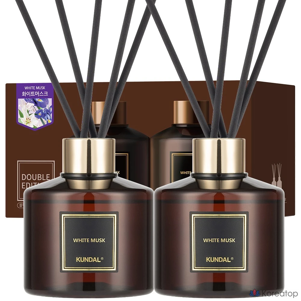 Ароматический диффузор Kundal, 2 шт., фибровый стик, 10 шт., Белый мускус, 200 мл, 1 шт.