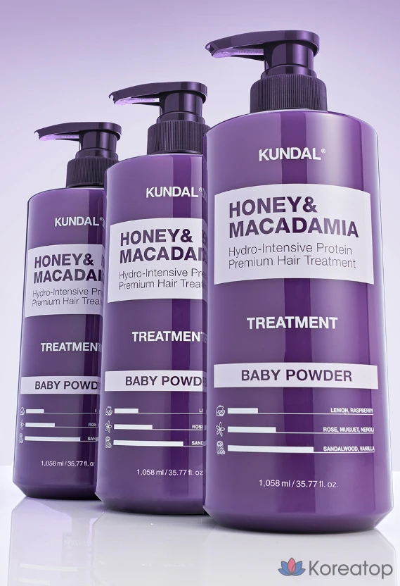 Средство для ухода за волосами Kundal с медом и макадамией, цвет белый мускус, 1,058 л, 1 шт., фото 8
