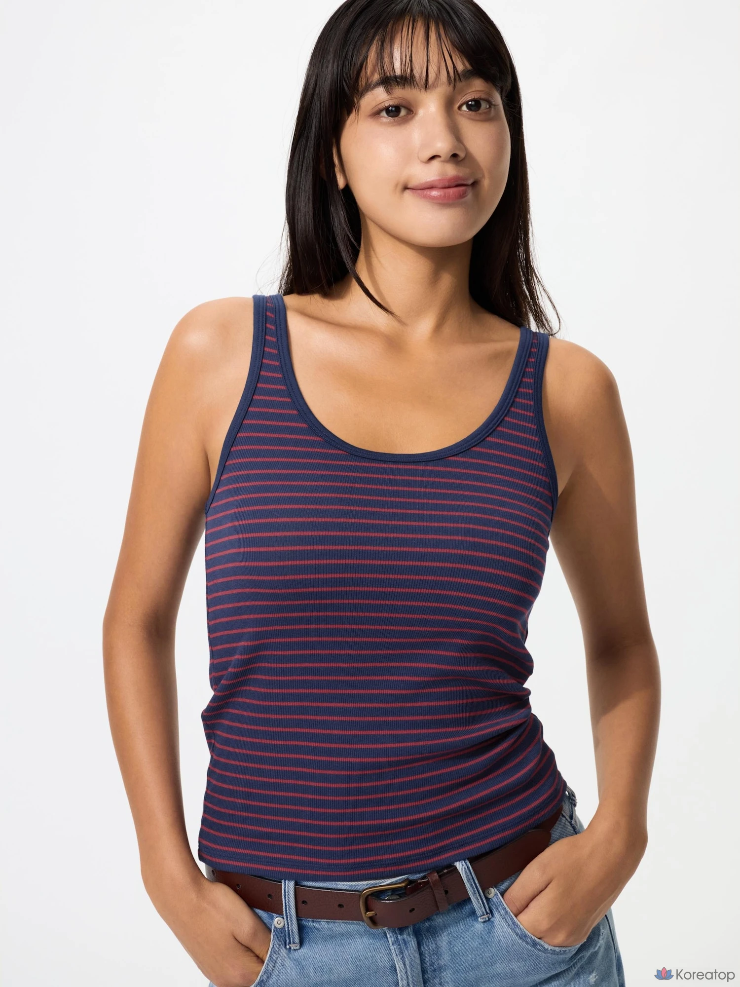 Топ Uniqlo Rib Tank Top, в полоску