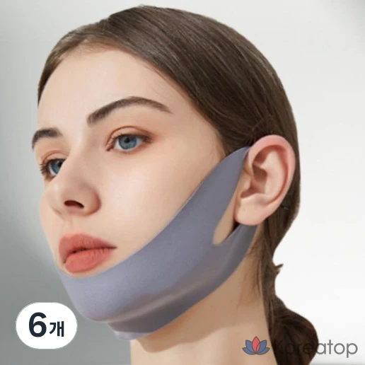 Эластичная корректирующая маска для лица Deep Talk Chin Lifting Band Face Contouring Elastic Mask DT0883, 6 штук, серая.
