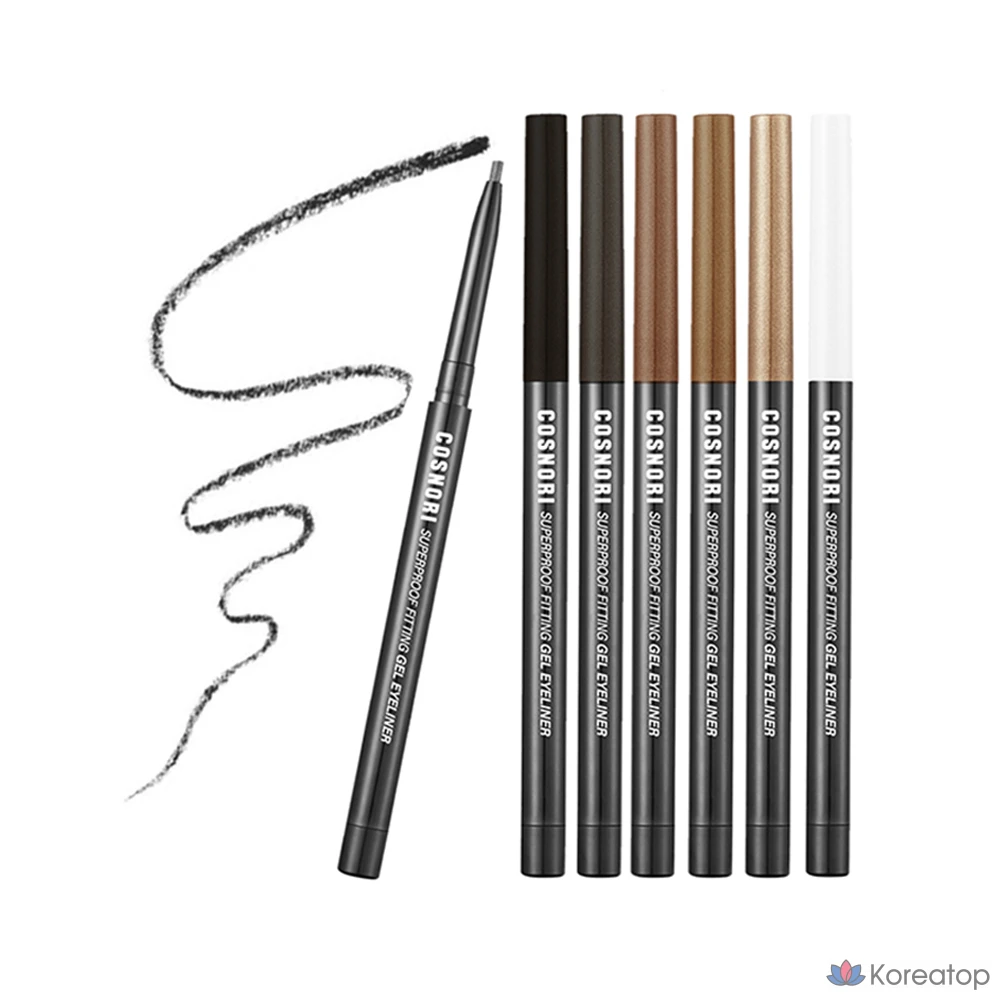 Гелевый карандаш для глаз Cosnori Superproof Fitting Gel Eyeliner Pencil 0.13g, 01 Vivid Black, 1 шт., фото 6