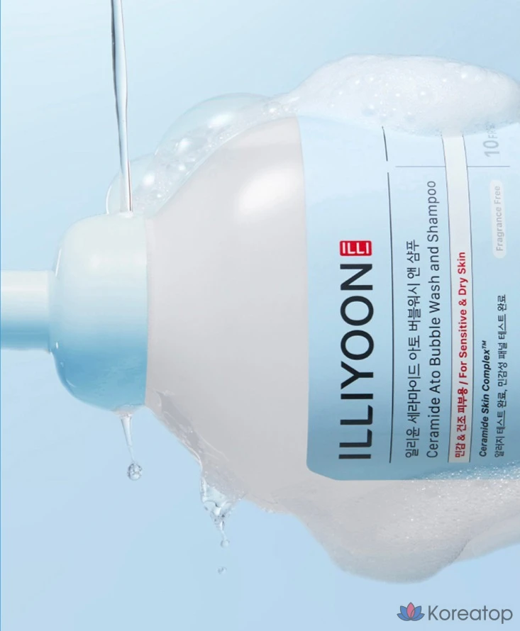 Гель для душа и пена для душа Illiyoon Ceramide Ato Bubble Wash &amp; Shampoo, без запаха, 400 мл, 1 шт.
