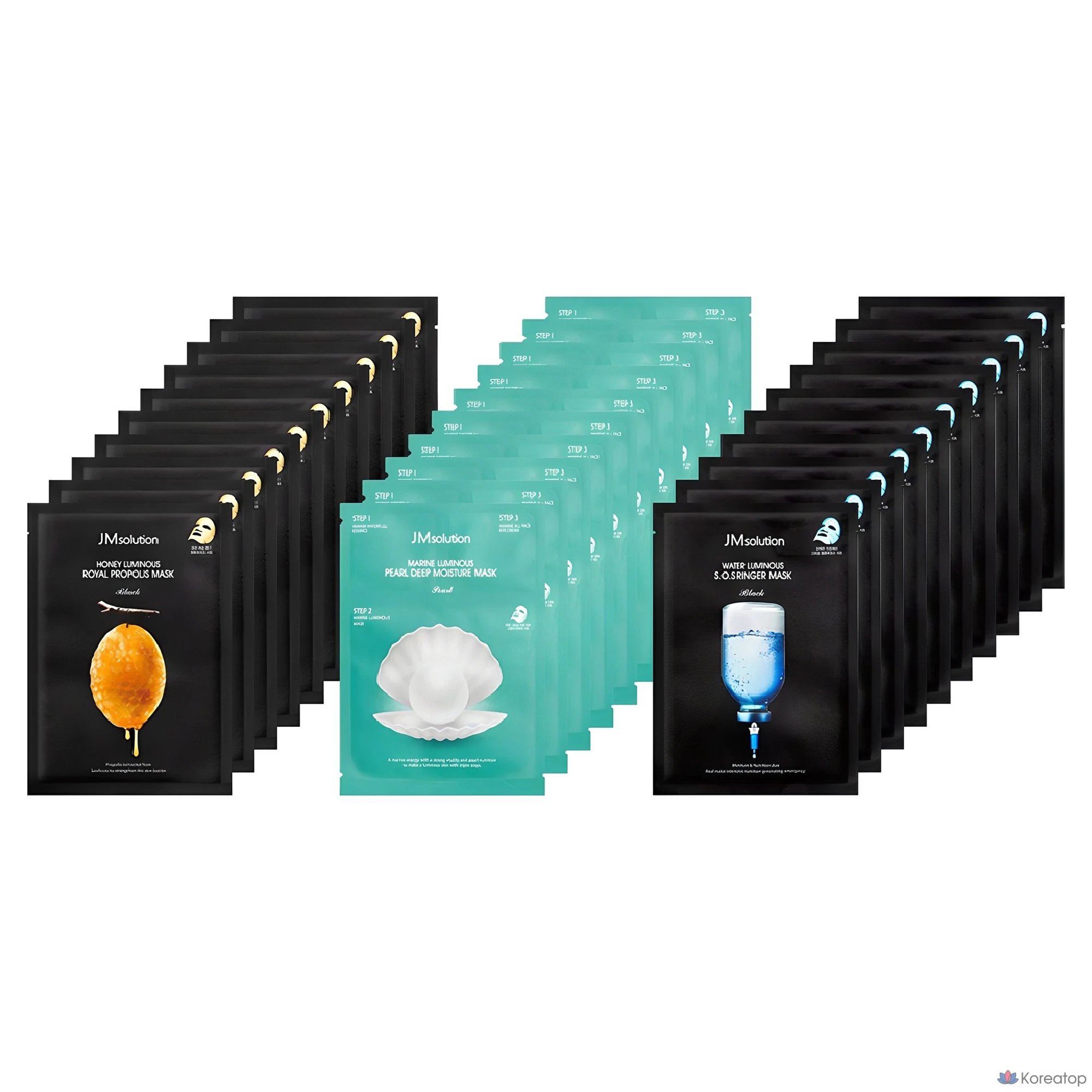 Набор масок JM Solution Mask Pack Honey Glow 10 пенсов + Ringer Water Glow 10 пенсов + Blue Glow 10 пенсов, 1 комплект.