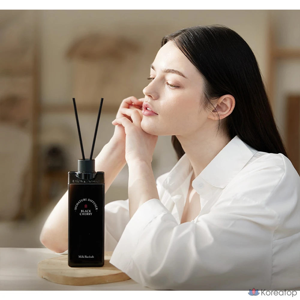 Набор Milk Baobab Signature: диффузор, 2 флакона по 500 мл, аромат «Черная вишня», «Цветочный магазин», 1 шт.