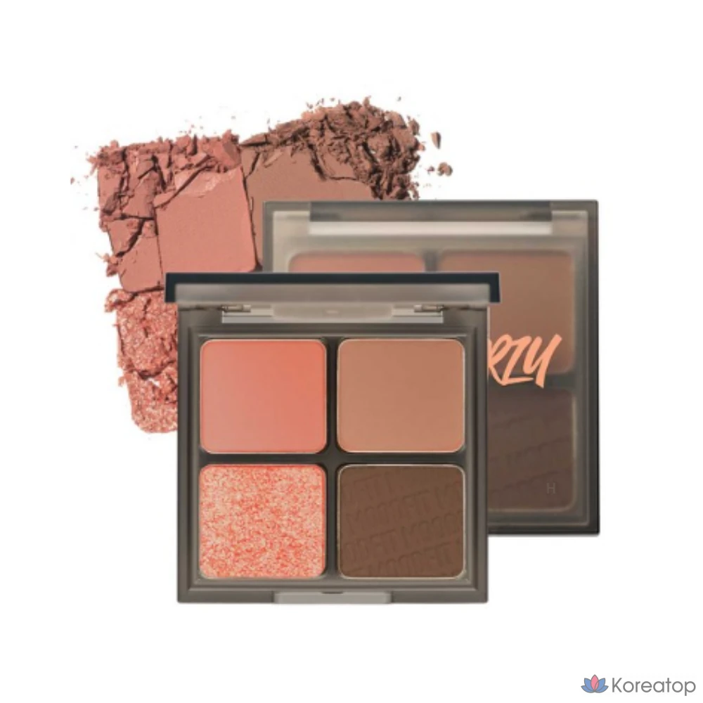 Палетка теней MERZY Mood Fit, 4-в-1 S2 Joyful Coral, 1 шт.