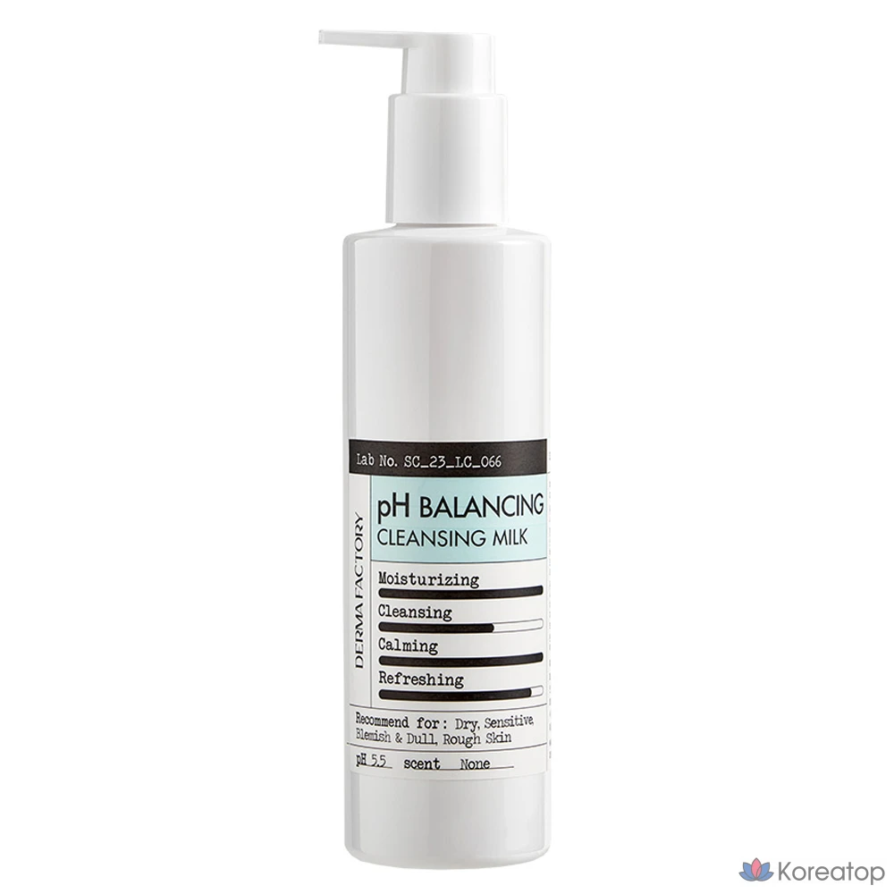 Очищающее молочко Derma Factory с пантенолом для балансировки pH, 240 мл, 1 шт.