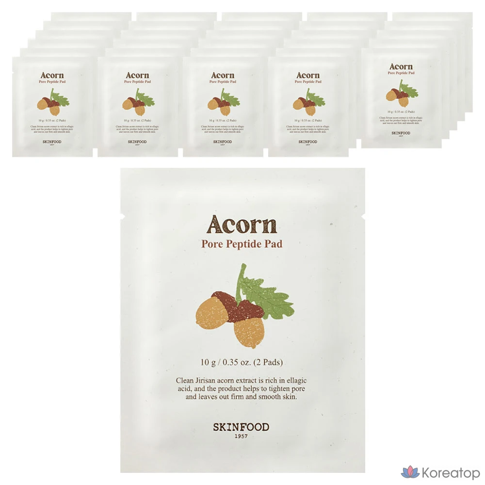 Подушечки для сужения пор Skinfood Acorn Pore Peptide, 2 упаковки (10 г), 1 упаковка (30 штук)