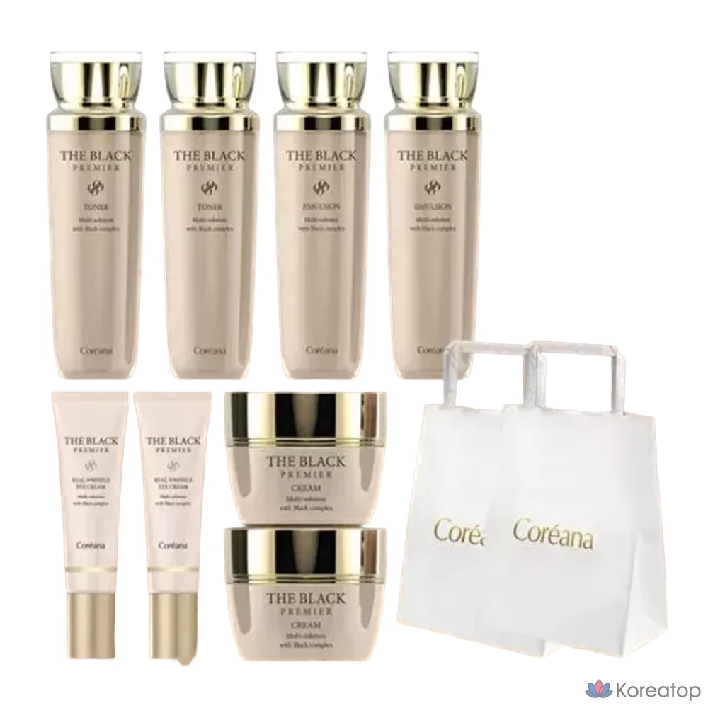 Набор косметики Coreana The Black Premier Basic из 4 предметов (средство для ухода за кожей/лосьон/крем/крем для глаз), 2 комплекта