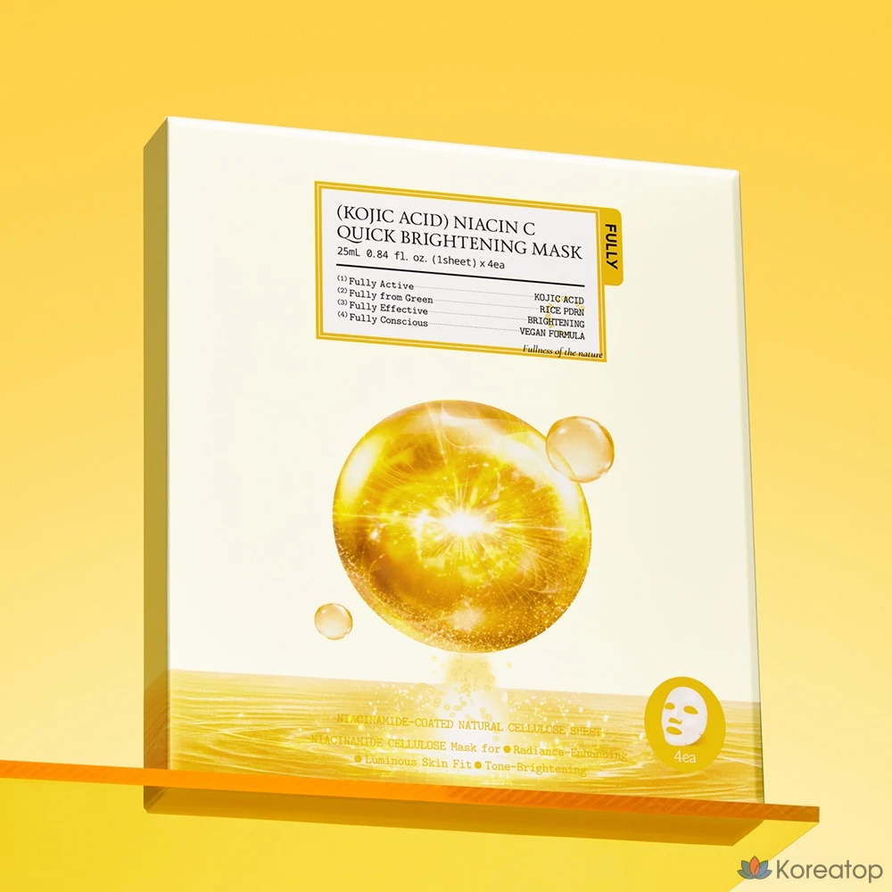 Тканевая маска для лица FULLY Kojic Acid Niacin C Quick Brightening Mask, 4 шт., фото 2
