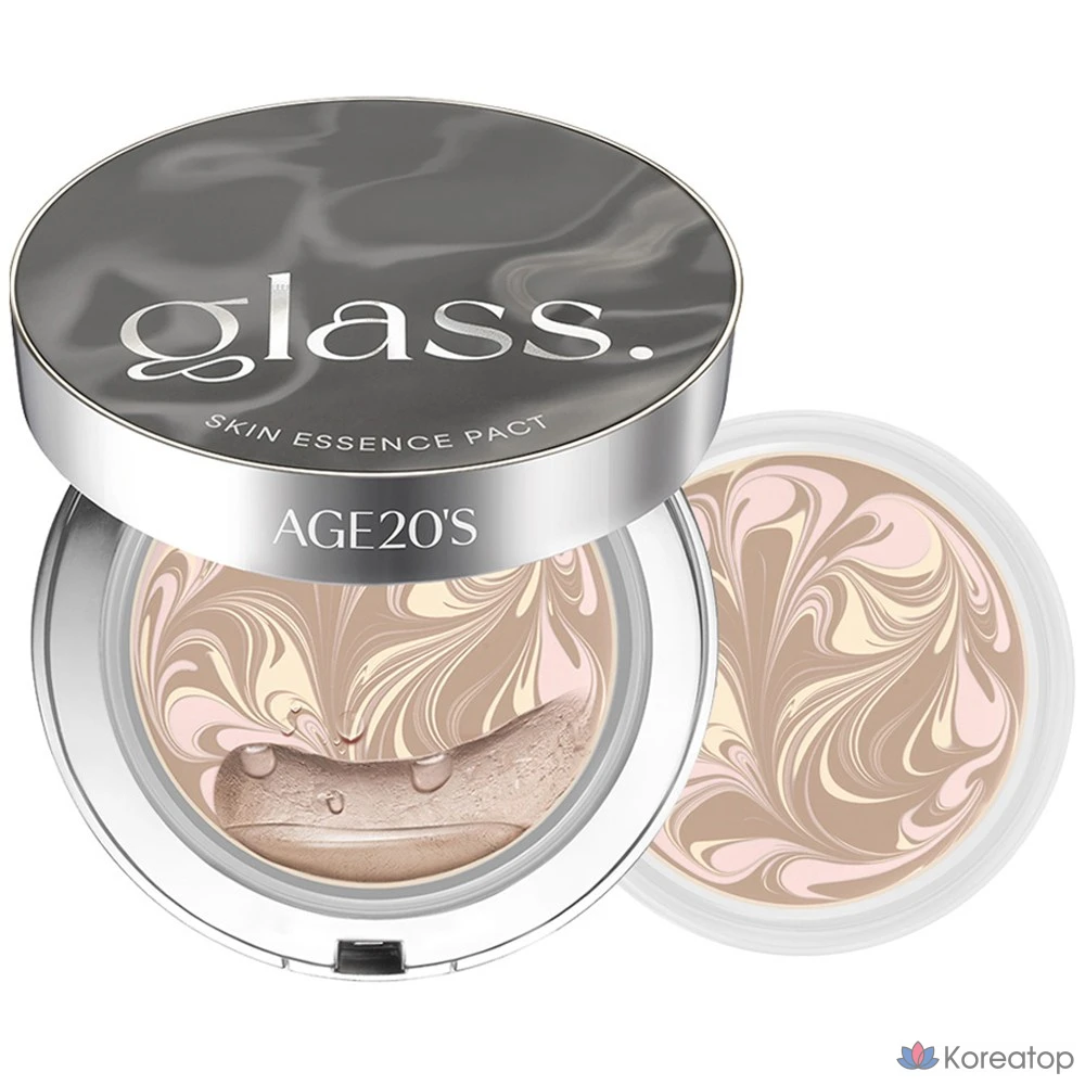 Тональный крем Age 20's Glass Skin Essence Pact Perfect Foundation № 21 12,5 г + набор сменных блоков, № 21 Нейтральный слоновый, 1 шт.