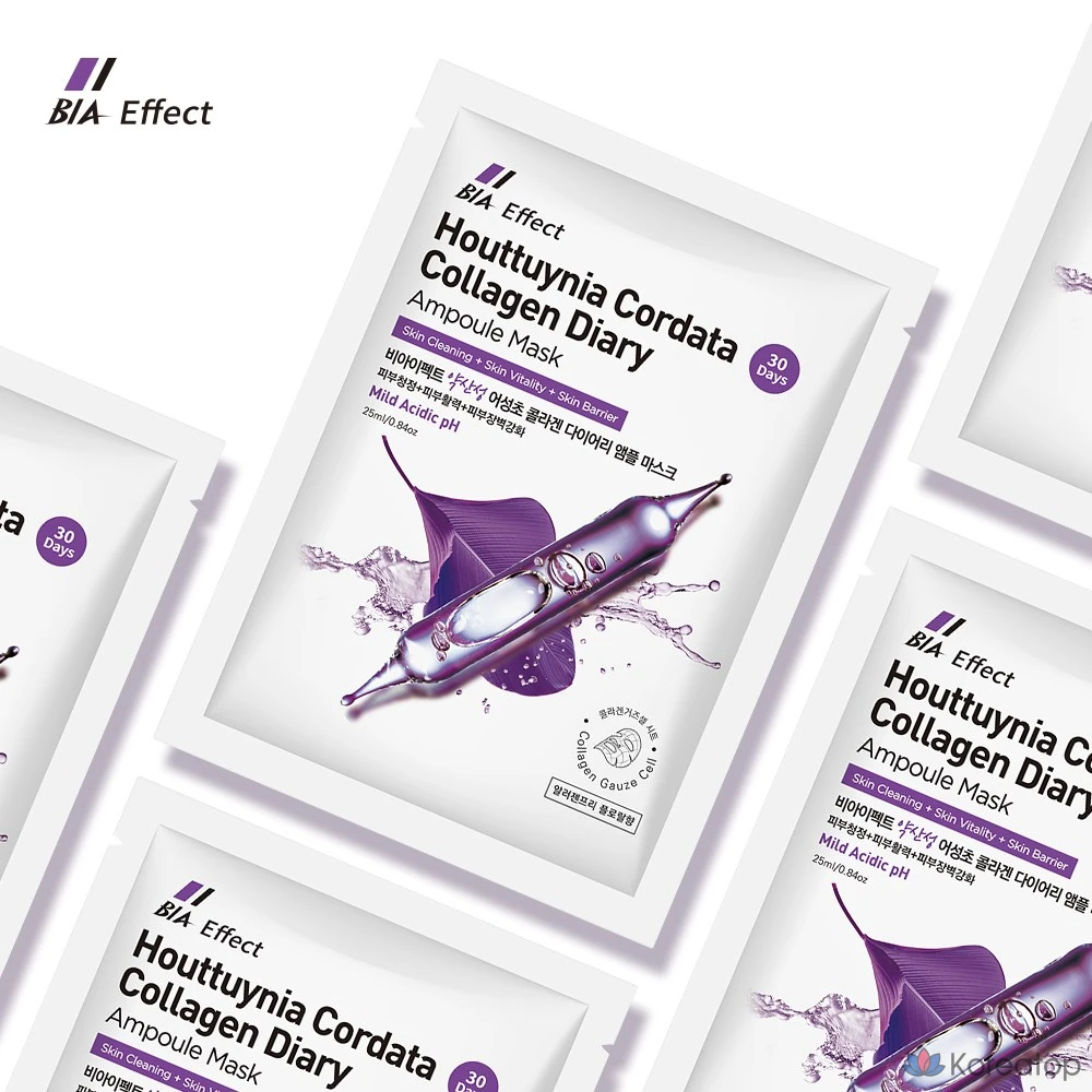 BIA EFFECT Eoseongcho Collagen Diary Ampoule Mask Pack 25ml, 1 упаковка, 30 штук, фото 2