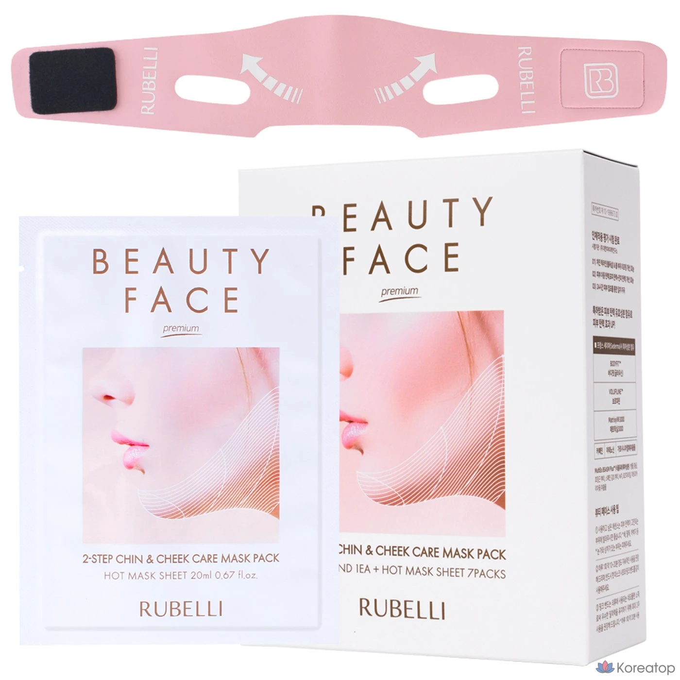 Rubelli Beauty Face Pink Band Premium Основной продукт, 1 лифтинг-лента + 7 листов, 1 упаковка