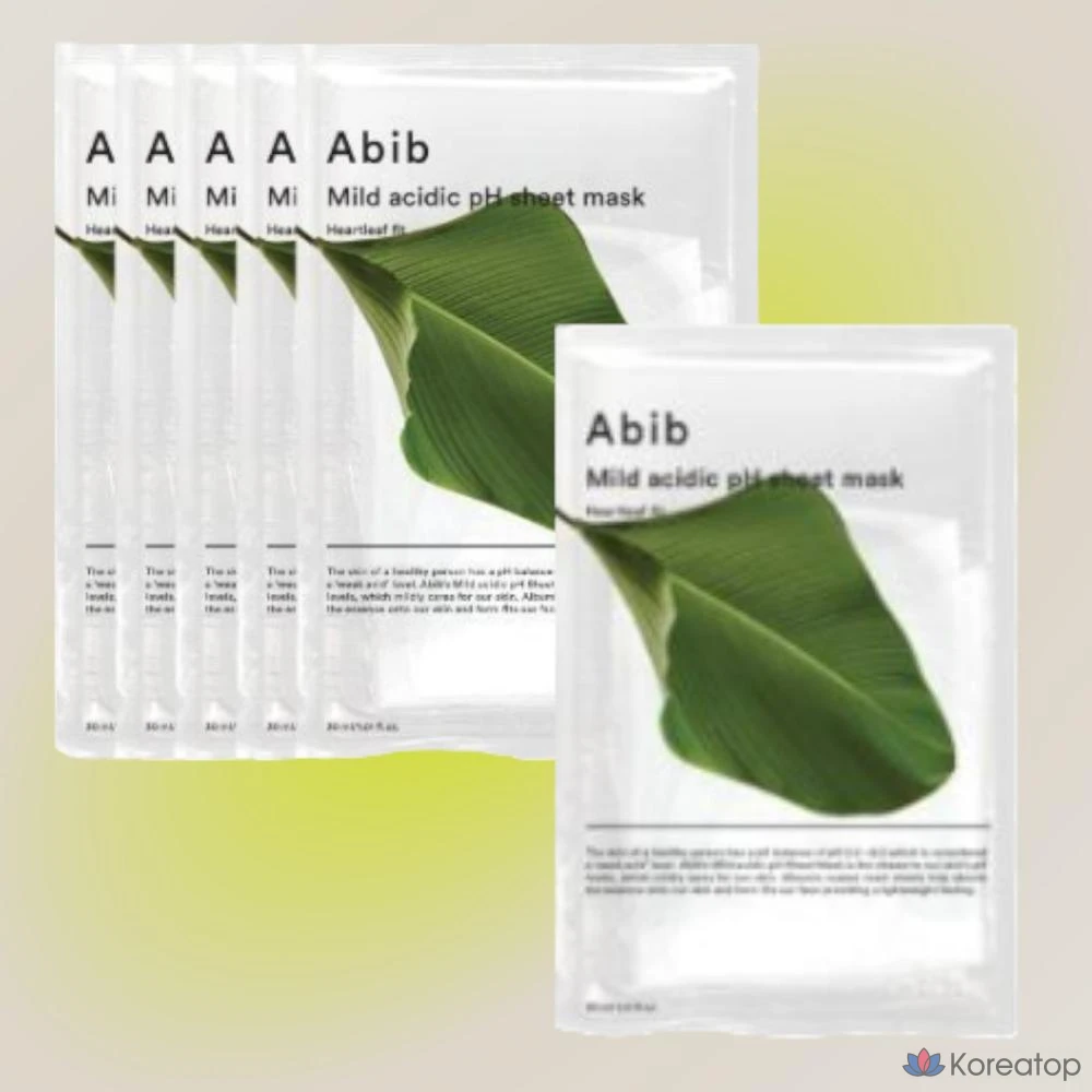 Тканевая маска для лица Abib Mild Acidic pH Sheet Mask Heartleaf Fit, 30 мл, 6 шт.