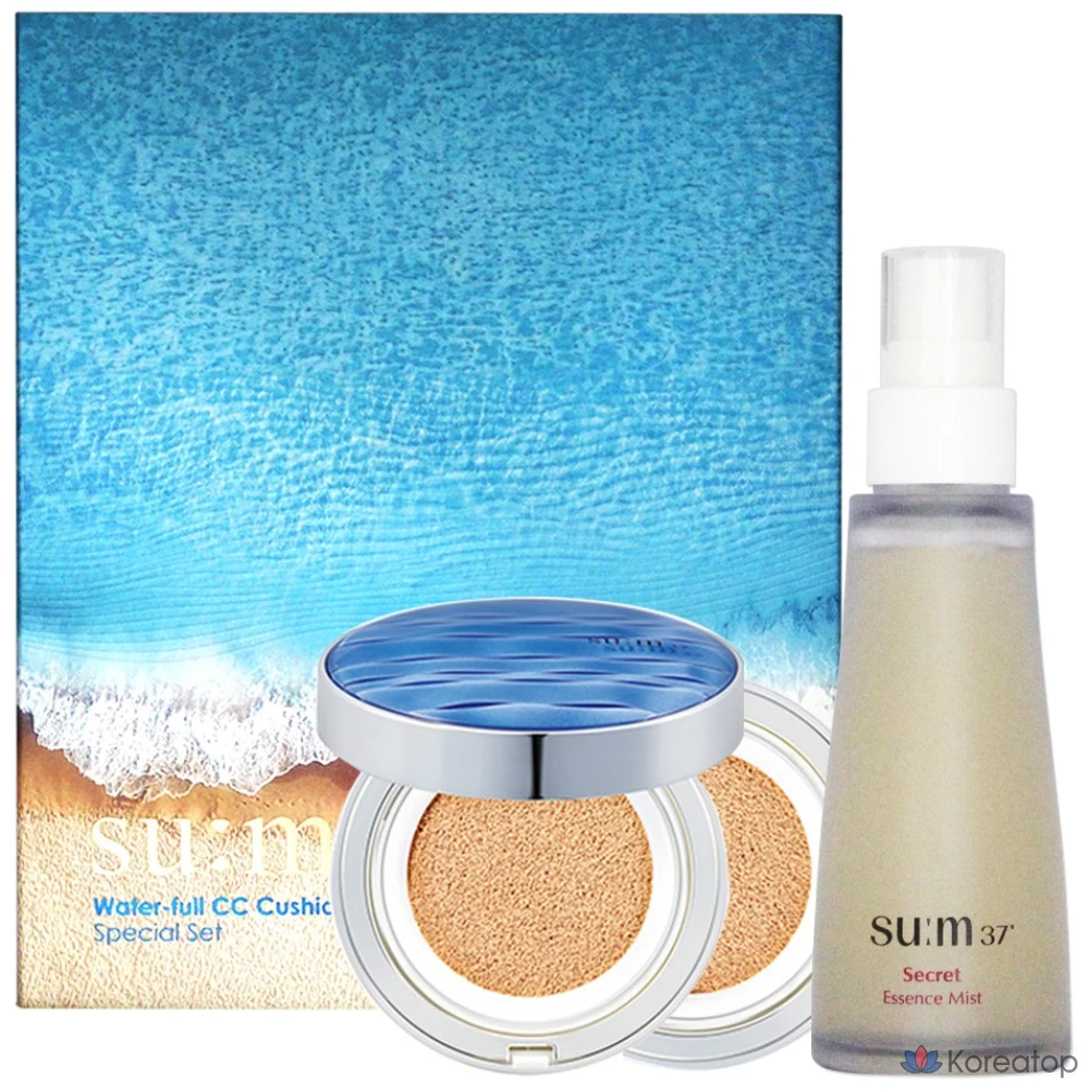 Sum37 Waterful CC Cushion Perfect Finish / Продукт + Сменный блок + Эссенция-спрей 60 мл, 1 шт., № 2