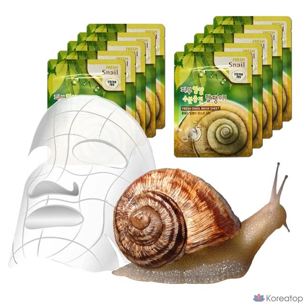 Увлажняющая и успокаивающая маска для лица Sinabro 129 Moisture Recharge 3W Snail High-Adhesion Mask Sheet, 10 листов, 1 лист в упаковке.