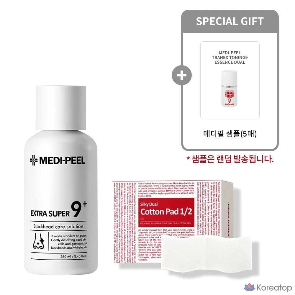Medi-Peel Skin Idea Genuine Extra Super 9 Plus 250 мл (одна упаковка) + ватные диски Medi-Peel (40 листов) + пробник (5 листов), 1 шт., 250 мл