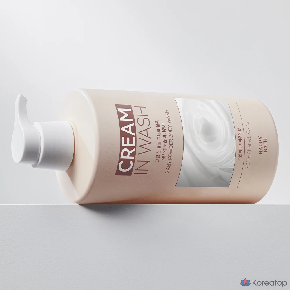 Увлажняющий гель для душа Happy Bath Cream с мягкой кислотностью и ароматом детской присыпки, 900 г, 1 шт.