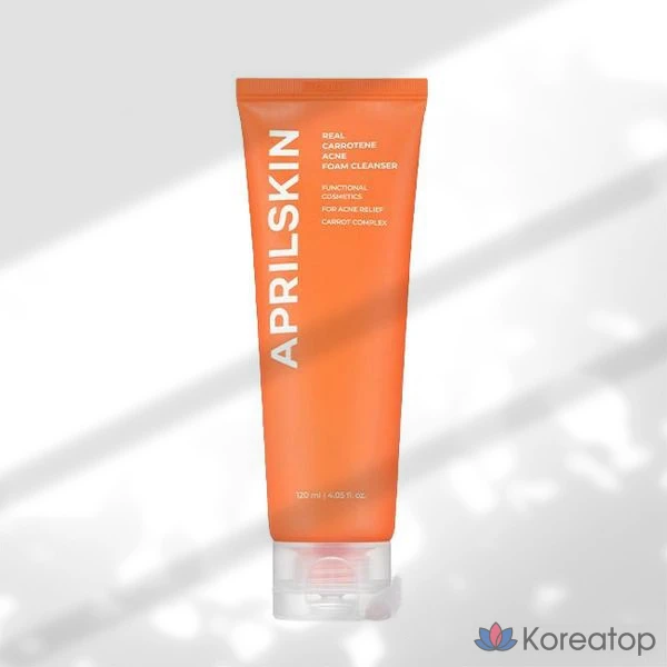 Пенка для умывания April Skin Carotene Acne Foam Cleanser 120 мл, морковная, глубокое очищение, антибактериальные свойства, 1 шт.