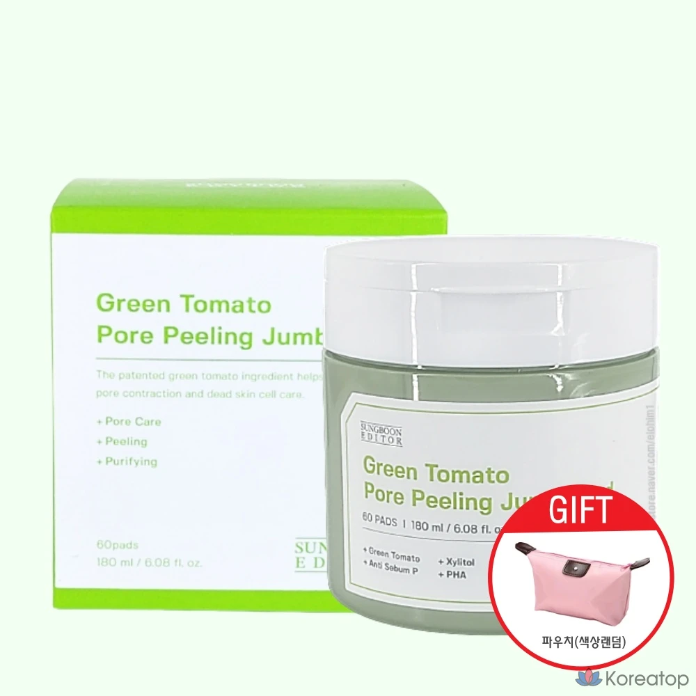 Большие ватные диски для отшелушивания пор с зеленым томатом, 60 листов, 1 упаковка