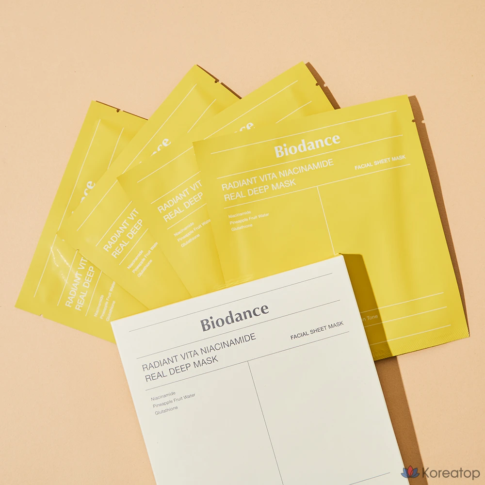 Тканевая маска для лица Biodance Radiant Vita Niacinamide Real Deep Mask, 4 шт., фото 2