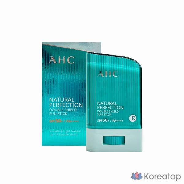 Солнцезащитный стик AHC Natural Perfection Double Shield, 22 г, SPF50+, зеленый, 1 шт.