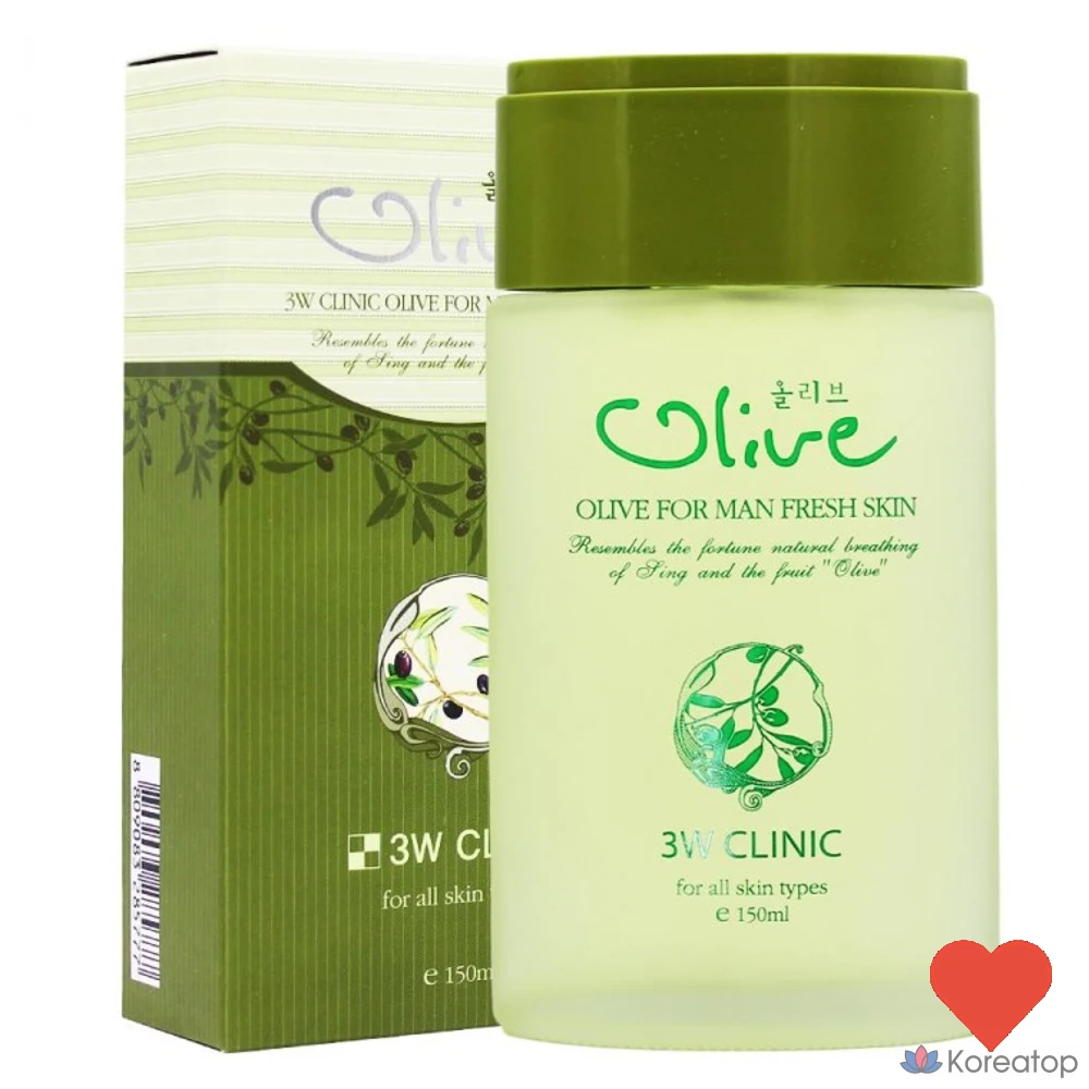 Тонер 3W Clinic Olive For Men Skin, 150 мл