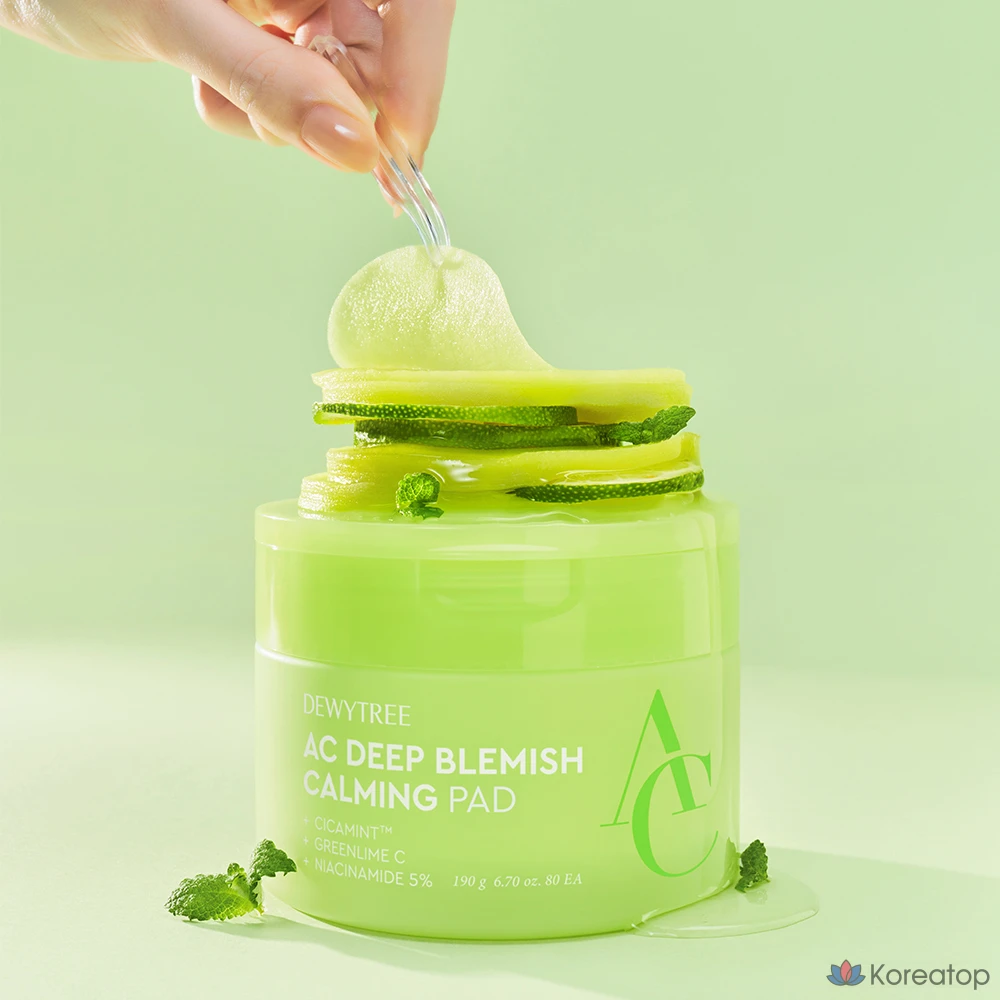 Успокаивающие подушечки для лица Dewytree AC Deep Trace от прыщей, 190 г, 80 листов, 1 шт.