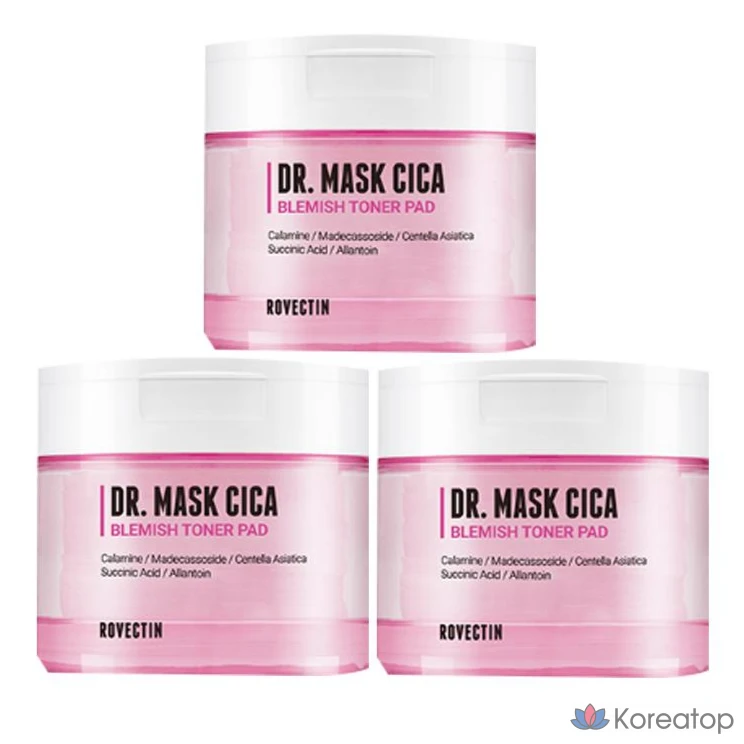 Тонизирующие подушечки для лица Rovectin Doctor Mask Cica, 70 листов, 3 упаковки