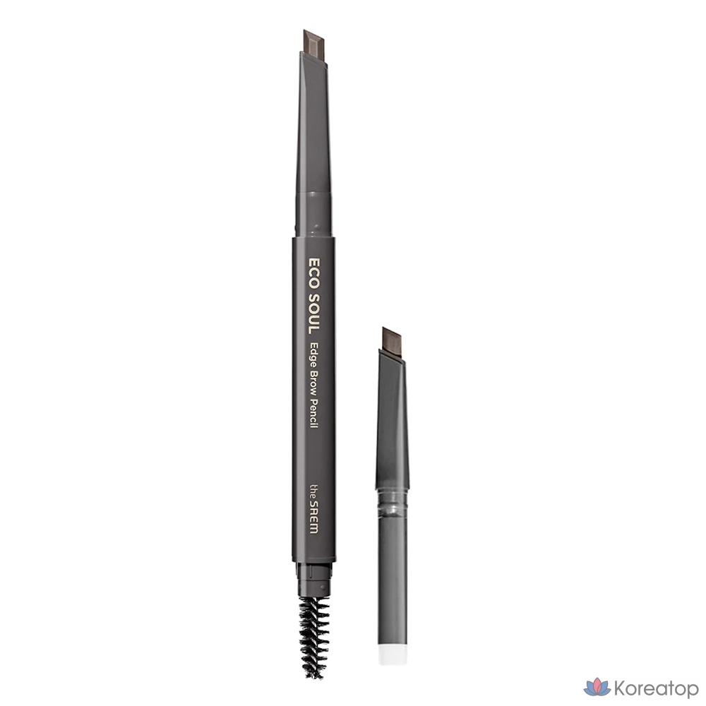 Набор карандашей для бровей The Saem Eco Soul Edge Brow Pencil + сменный блок, оттенок 03 (серо-коричневый), 1 шт.