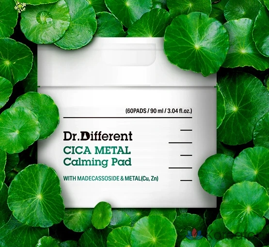 Успокаивающие металлические подушечки Dr. Different Cica, 90 мл, 60 листов, 1 упаковка.