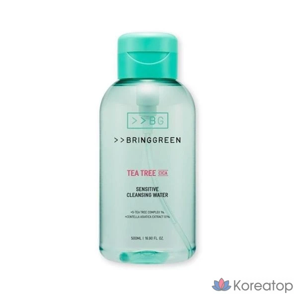 Очищающая вода для лица Beauty Care Bring Green с маслом чайного дерева и центеллой азиатской, 500 мл, 1 шт., для чувствительной кожи