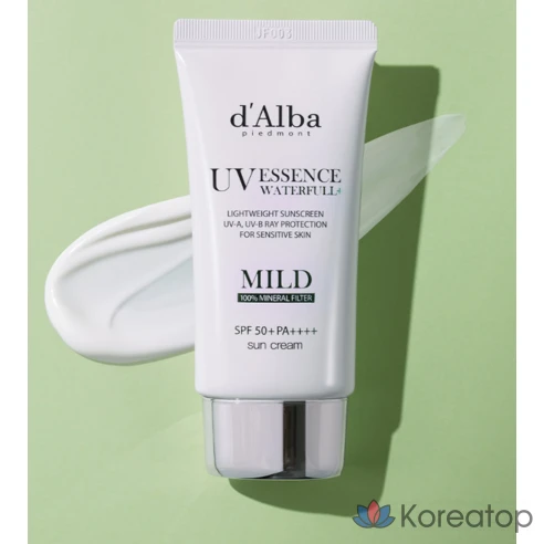 Солнцезащитный крем для чувствительной кожи d&#039;Alba SPF 50+ PA+++ + 50 мл x 2 упаковки + Балансирующий веганский гель для умывания, набор из 3 мл x 5 упаковок