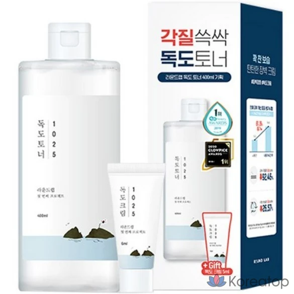 Round Lab Dokdo: тоник 400 мл + крем 5 мл, 1 шт.