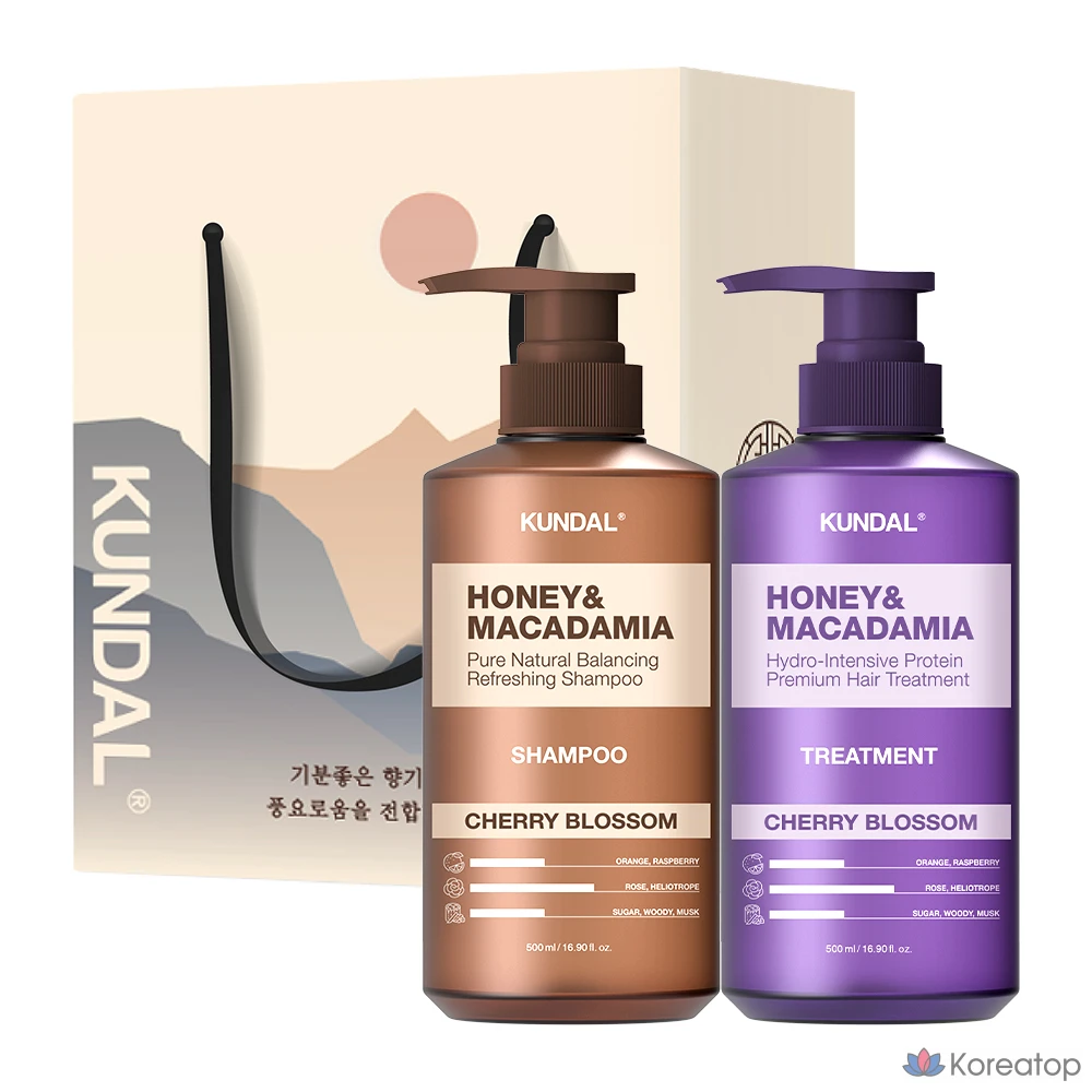 Набор для ухода за волосами Kundal Hair из 2 предметов, аромат вишневого цвета, 1 комплект.