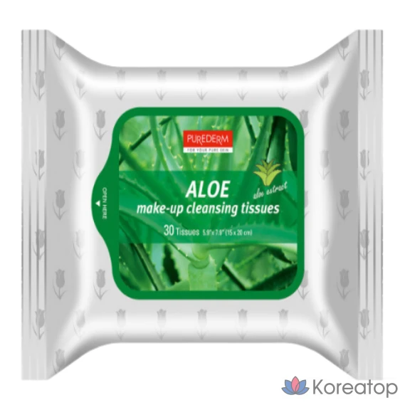 Очищающие салфетки для снятия макияжа с алоэ вера (30 листов) x 12 упаковок, 1 лист, 12 комплектов