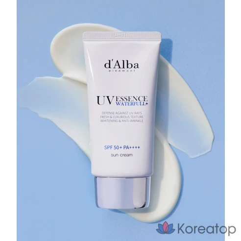 d&#039;Alba Ультралёгкий солнцезащитный крем для лица Waterfull Essence Sun Cream (SPF 50+) 50 мл x 2 упаковки + Балансирующий веганский гель для умывания, набор из 3 мл x 5 упаковок