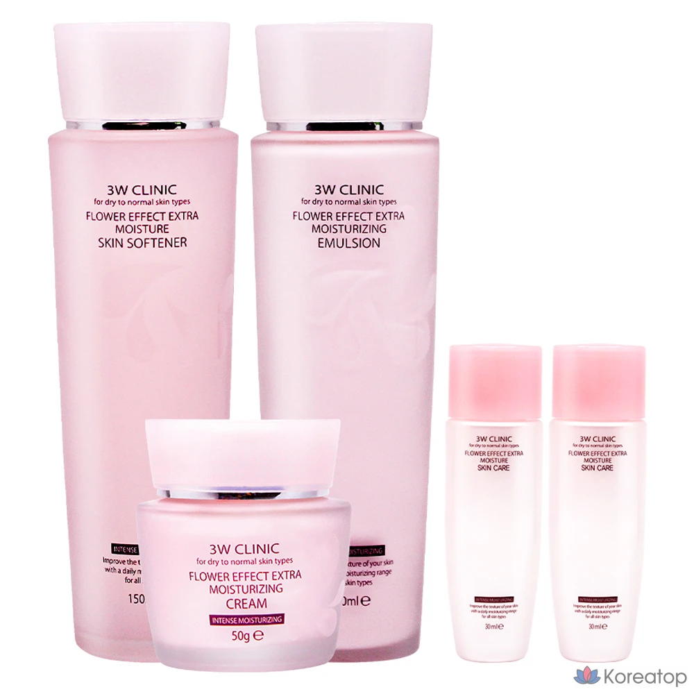 Набор из 3 предметов 3W Clinic Flower Effect Extra Moisturizing, 1 комплект.