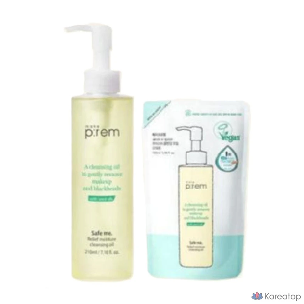 Очищающее масло MAKE P:REM Safe Me Relief Moisture Cleansing Oil 210 мл + сменный блок 100 мл, 1 шт.