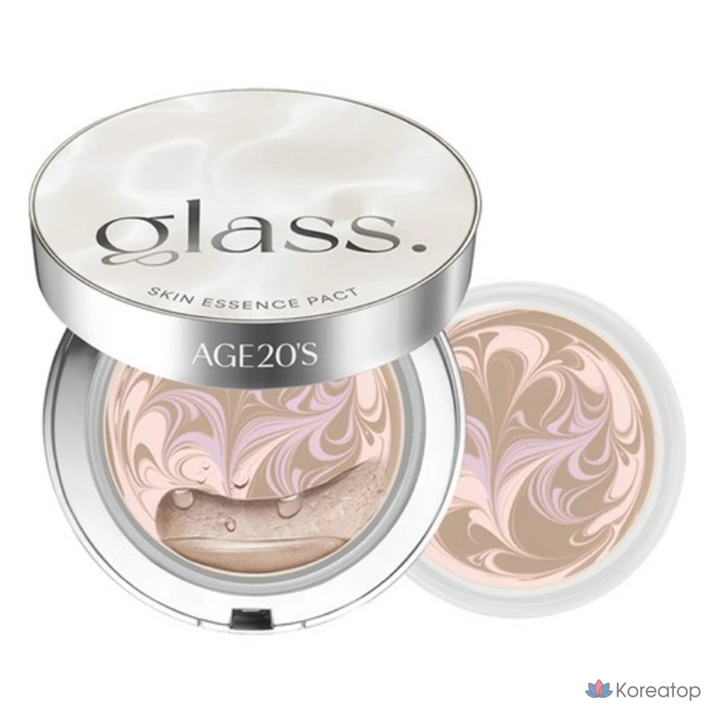 Тональная основа AGE 20s Glass Skin Essence Pact Glow, оттенок 21, 12.5 г + рефилл, 1 шт.